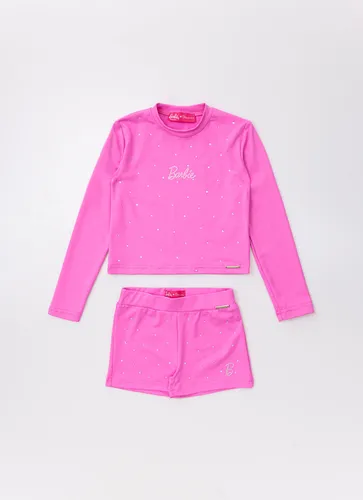 CONJUNTO LIGHT BLUSA E SHORT CRISTAIS BARBIE UV80 PITUCHINHUS 40130