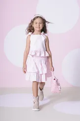 BLUSA ALGODÃO MINI LISTRADO BABADO PITUCHINHUS 29403
