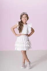 SAIA SHORT ALGODÃO MIX BABADOS PITUCHINHUS 29419
