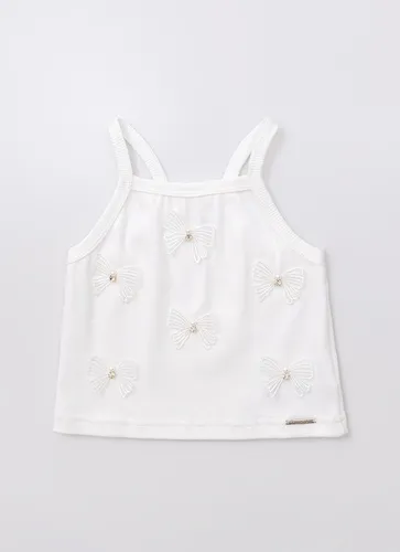 BLUSA ALÇA CROPPED RIB APLICAÇÃO LAÇOS PITUCHINHUS 29434