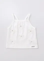 BLUSA ALÇA CROPPED RIB APLICAÇÃO LAÇOS PITUCHINHUS 29434