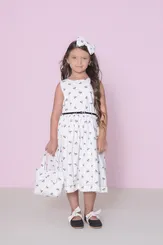 VESTIDO ALGODÃO LACINHOS MAXI LAÇO COSTAS PITUCHINHUS 29448