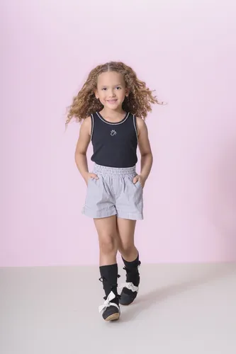 CONJUNTO REGATA RIB E SHORT TRICOLINE LISTRADO PITUCHINHUS 29503