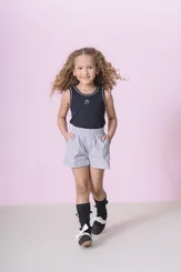 CONJUNTO REGATA RIB E SHORT TRICOLINE LISTRADO PITUCHINHUS 29503