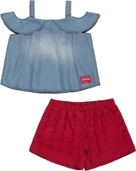 CONJ.BLUSA C/SHORT  JEANS/