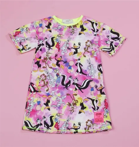 VESTIDO TIE DYE LOONES TUNES ROSA