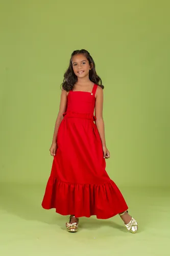 VESTIDO RECORTE COM BABADINHOS NA LATERAL E ELÁSTICO CINTURA PRECOVE LVT5689