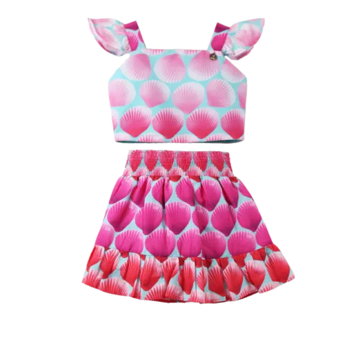 CONJUNTO BLUSA ALÇA BABADO SAIA COM ELÁSTICO PRECOCE MCJ5736