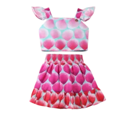 CONJUNTO BLUSA ALÇA BABADO SAIA COM ELÁSTICO PRECOCE MCJ5736