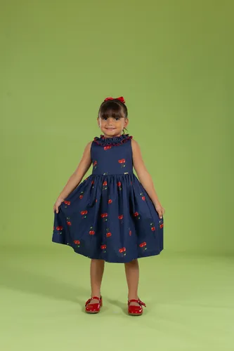 VESTIDO GOLA FRU-FRU E DECOTE NAS COSTAS PRECOCE MVT5659
