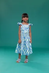 CONJUNTO BLUSA E SAIA LASTEX ESTAMPA SEGREDOS DO MAR PRECOCE M2CJ5789