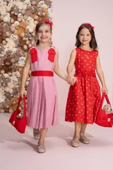 VESTIDO ALGODÃO LISTRADO MAXI LAÇOS NATAL PITUCHINHUS 29391