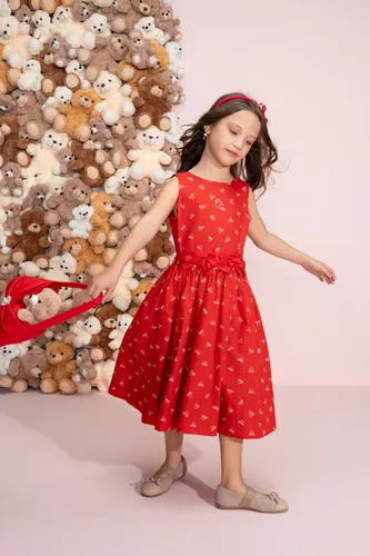 VESTIDO ALGODÃO LACINHOS COM CINTO NATAL PITUCHINHUS 29393
