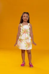 CONJUNTO BLUSA E SAIA COQUEIRO ESTAMPADO ALEGRIA PRECOCE M2CJ5785