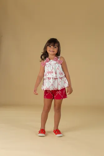 CONJUNTO BLUSA LAÇO CANDY CANES E SHORT PRECOCE MCJ5675
