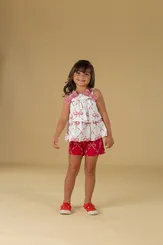 CONJUNTO BLUSA LAÇO CANDY CANES E SHORT PRECOCE MCJ5675