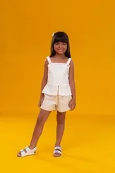 CONJUNTO BLUSA LISTRADO E XADREZ E SHORT AREIA PRECOCE M2CJ5788