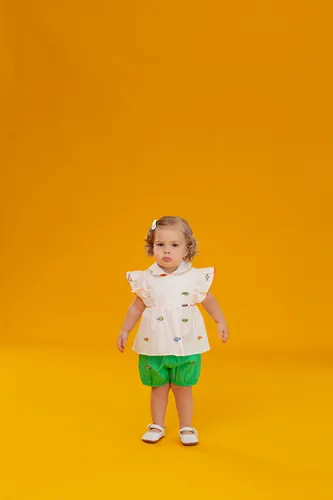 CONJUNTO BLUSA GOLA E SHORT PEIXINHOS PRECOCE BCJ5719