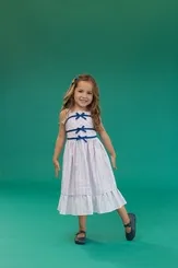 VESTIDO COM BABADINHOS E LAÇOS PRECOCE MVT5762