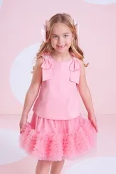 BLUSA TRICOLINE LAÇOS OMBROS BORDADOS PITUCHINHUS 30057