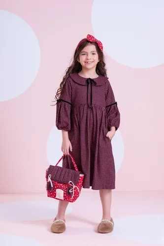 VESTIDO XADREZ GOLINHA LAÇOS VELUDO PITUCHINHUS 30095