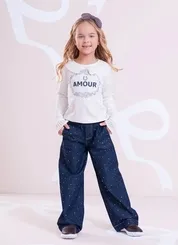 CALÇA RETA JEANS CRISTAIS PITUCHINHUS 30453