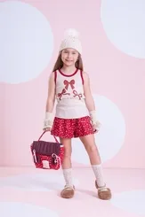 CONJUNTO REGATA RIB LAÇOS CRISTAL E SHORTS EST MINI FLORES PITUCHINHUS 30082