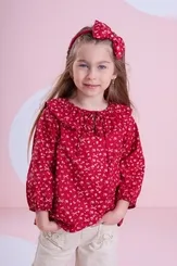 BLUSA ALGODÃO MINI FLORES GOLA PITUCHINHUS 30085