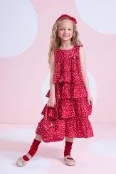 VESTIDO ALGODÃO MINI FLORAL BABADOS PITUCHINHUS 30084