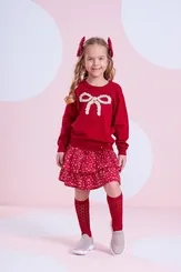 SAIA SHORT ALGODÃO ESTAMPADA BABADOS PITUCHINHUS 30087