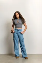 CALÇA WIDE JEANS CARGO AUTHORIA R5483