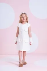 VESTIDO BOUCLE LAPELAS BORDADAS PÉROLAS E CRISTAL PITUCHINHUS 30071