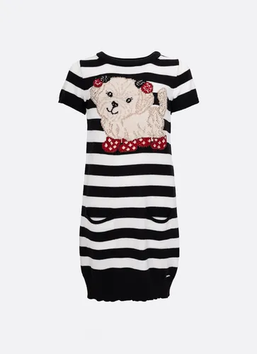 VESTIDO TRICOT LISTRADO CACHORRINHO CRISTAIS PITUCHINHUS 30017