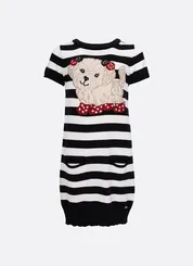 VESTIDO TRICOT LISTRADO CACHORRINHO CRISTAIS PITUCHINHUS 30017