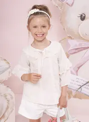 SHORT SARJA LACINHOS BORDADOS PITUCHINHUS 30812