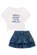 CONJUNTO BLUSA COTTON E SAIA JEANS COM ELASTANO VIC VICKY 96905