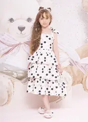 VESTIDO ALGODÃO POÁ COLORIDO BABADOS PITUCHINHUS 30806