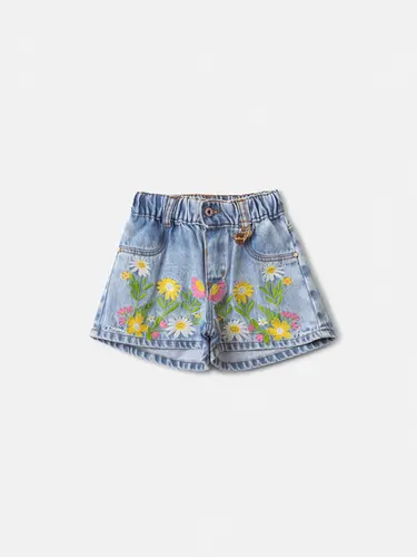 SHORTS JEANS BORDADO FLORES ANIMÊ P6631