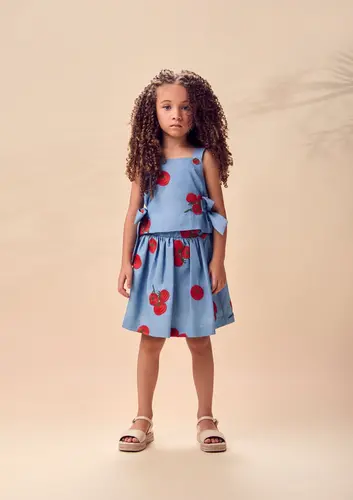 CONJUNTO BATA E SAIA BORDADO TOMATES ANIMÊ N6030