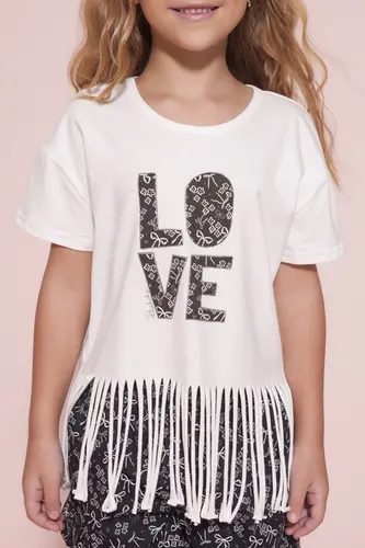 CONJUNTO BLUSA COTTON FRANJA E SHORT ALGODÃO PITUCHINHUS 30846