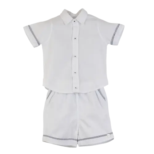 CONJUNTO CAMISA MC E BERMUDA COM DETALHE VIÉS PRECOCE BCO6219