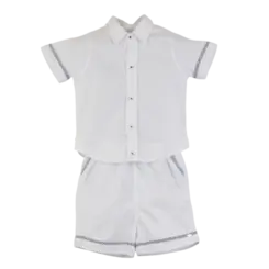 CONJUNTO CAMISA MC E BERMUDA COM DETALHE VIÉS PRECOCE BCO6219