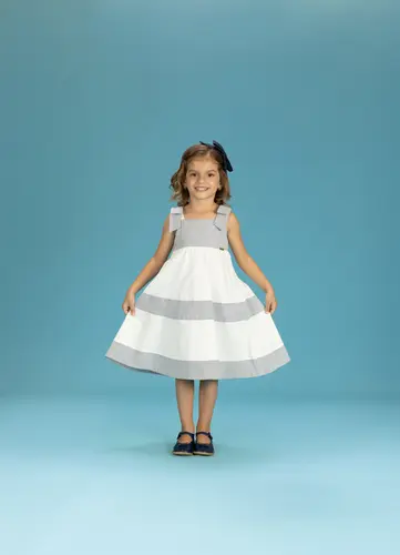 VESTIDO COM RECORTES LISTRADOS PRECOCE MVT6127