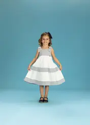 VESTIDO COM RECORTES LISTRADOS PRECOCE MVT6127