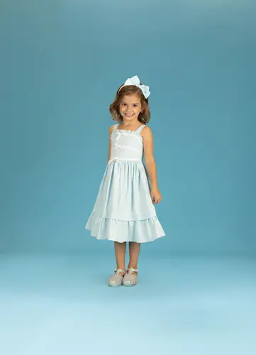 VESTIDO LINHO DETALHE LACINHOS PRECOCE  MVT6139