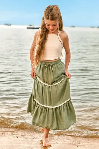 CONJUNTO REGATA EM LINHO COM ELÁSTANO E SAIA MIDI VIC VICKY 94424