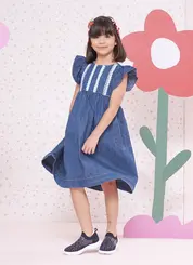 VESTIDO JEANS FINO RENDINHAS PITUCHINHUS 30965