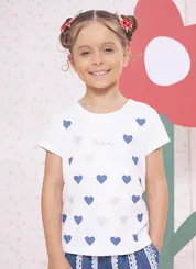BLUSA COTTON MINI CORAÇÕES CRISTAL PITUCHINHUS 30980