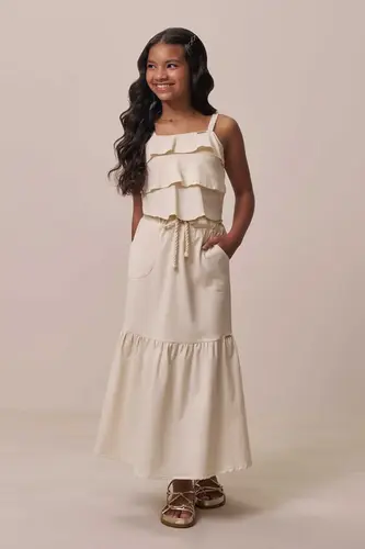 SAIA NEW MIDI EM LINHO COM ELÁSTANO VIC VICKY 94395