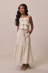 SAIA NEW MIDI EM LINHO COM ELÁSTANO VIC VICKY 94395